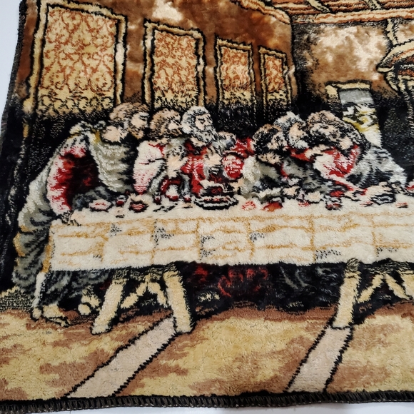 Vintage Jesus Last Supper Tapestry Table Runner / Wall Hanging - Picture 2 of 9